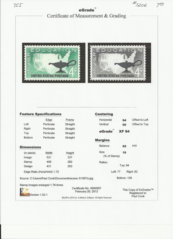 # 1206 MINT NEVER HINGED HIGHER EDUCATION     XF+