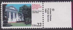 US 2167 Statehood Arkansas 22c copyright single R MNH 1986