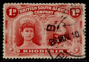 RHODESIA GV SG123, 1d bright carmine, FINE USED.