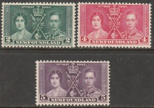 NEWFOUNDLAND 230-232, CORONATION COMMON DESIGN 1937, MINT, NH. VF. (859)