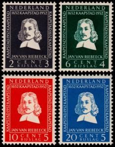 ✔️ NETHERLANDS 1952 - RIEBEECK 300 YEARS- SC. B234/7 NVPH 578/581 ** MNH $27