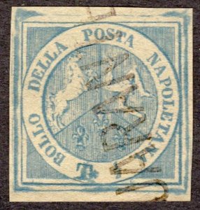 1860, Italy Naples, ½T, Used, Forgery, Sc 8 (Cv $10000+ for a genuine)