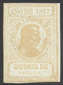 Mexico Revenue 1877 State Issues Morelos Yellow Bistre #M38 VF. CV $20.00-