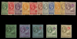 Antigua #42-57 Cat$261 for hinged, 1921-29 1/2p-4sh, complete set, 4sh never ...