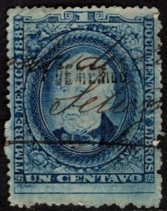 1882 Mexico Revenue 1 Centavo Documentary w/Control Overprint Used