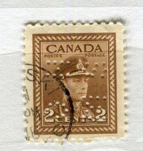 CANADA; 1942-48 early GVI issue OFFICIAL PERFIN issue fine used 2c. value