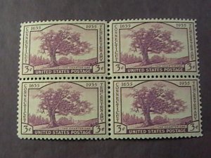 U.S.# 772-MINT NEVER/HINGED--BLOCK OF 4----THE CHARTER OAK----1935