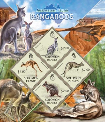 SOLOMON ISLANDS 2013 SHEET EXTINCT KANGAROOS WILDLIFE slm13410a