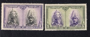 Spain 1928 2c violet & black and 5c Santiago Semi-Postals, Scott B74, B78 MH