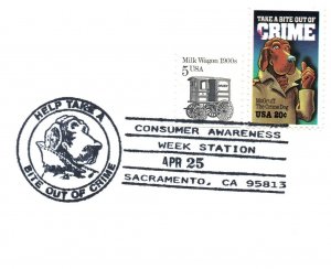 US SPECIAL PICTORIAL POSTMARK CONSUMER AWARENESS WEEK TAKE A BITE OUT OF CRIME