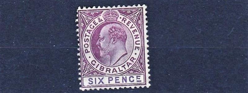 GIBRALTAR  1904 - 08        SG  60A     6D  PURPLE & VIOLET   UNUSED NO GUM     