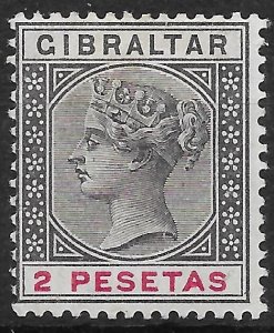 GIBRALTAR SG32 1896 2p BLACK & CARMINE MTD MINT