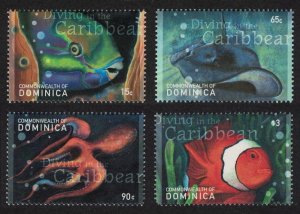 Dominica Fish Octopus Diving 4v 2001 MNH SG#3024=3033