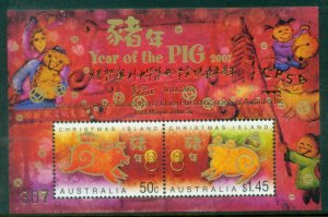 Christmas Is 2007 New Year of the Boar MS Opt China Philatelic Society  MUH