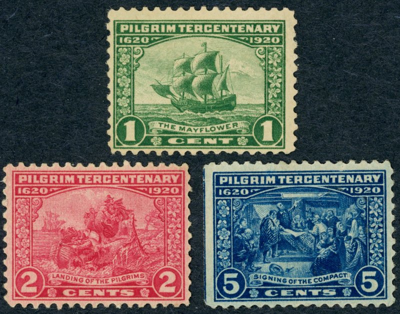 #548-50 – Complete Set, 1920 Pilgrim Tercentenary Series. MH OG. (550 L edge)