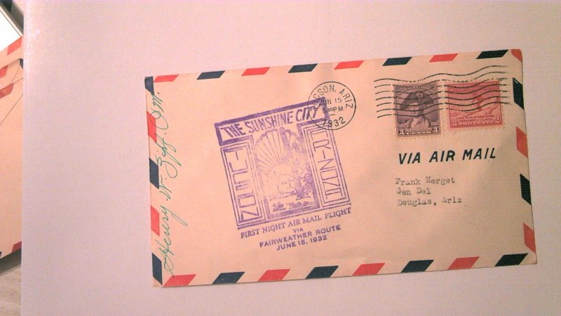 US FIRST FLIGHT COVER: 1932 TUCSON AZ