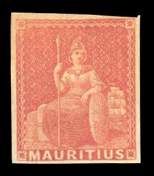 Mauritius #10 Cat$60, 1858 6p red, hinged