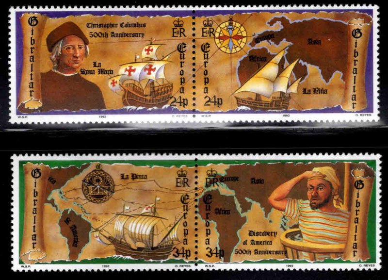 Gibraltar Scott 610-613 MNH** Europa 1992 Columbus America Discovery  set pairs