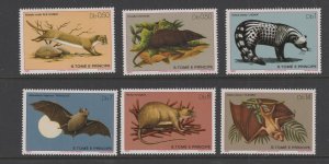 St. Thomas and Prince #598-603  (1981 Mammals set) VFMNH CV $10.00