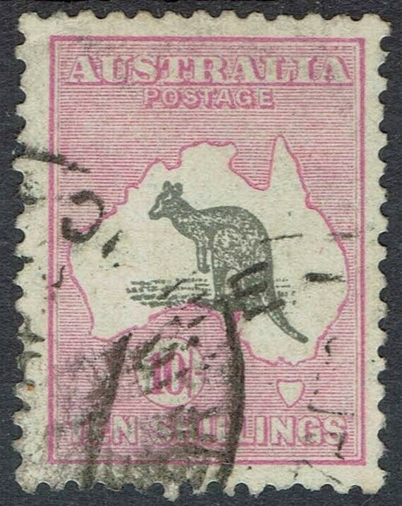 AUSTRALIA 1929 KANGAROO 10/- SMALL MULTI WMK USED 