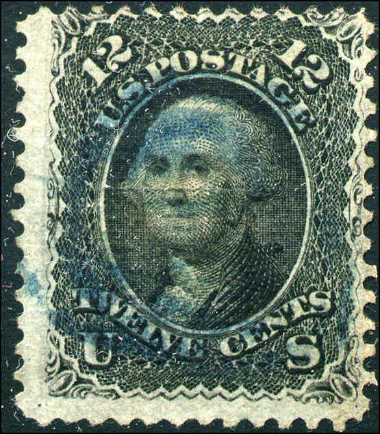 1868 US Stamp #85E 12c Used Z Grill Blue Cancel Catalogue Value $2400 Certified