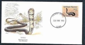 Togo 1990 Black - Lipped Cobra, Snake, Reptile, Animal, Mammal, Wild life, Fa...