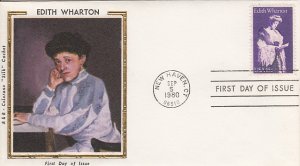 USA 1980 FDC Sc 1832 15c Edith Wharton R & R Colorano Silk Cachet