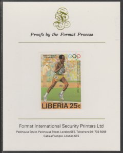 LIBERIA 1984 RUNNING - YIFTER  imperf on FORMAT INTERNATIONAL PROOF CARD