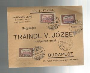 1920 Szombathely Hungary Airmail cover Budapest Jeno Hoffman