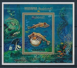 [49876] Ajman Manama 1971 Marine life tropical fish corals Souvenir Sheet MNH