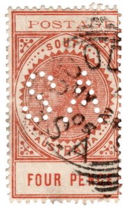 (I.B) Australia Postal : South Australia 4d (SA perfin)