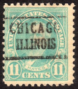 1922, US 11c, Hayes, Used, Chicago precancel, Sc 563