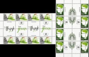 Aland Islands 2016 Europa Think Green set of 2 blocks of 8 stamps and labels MNH