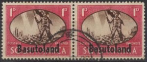 Basutoland 29 (used) 1p allegory of peace, rose pink & choc, ovptd (1945)