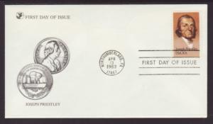 US 2038 Joseph Priestley Readers Digest U/A FDC