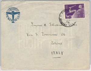 49098-ISRAEL-POSTAL HISTORY: BALE # 27 single use on AIRMAIL COVER to ITALY 1950