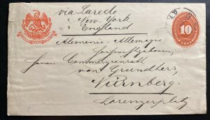 1893 Mexico City Mexico Postal Stationery Cover To Nuremberg Germany