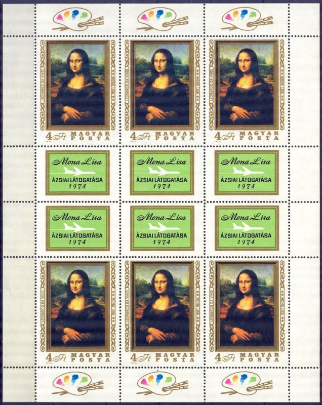 Hungary 1974 Art Paintings Leonardo da Vinci Mona Lisa Mi. 2940 Sheet MNH