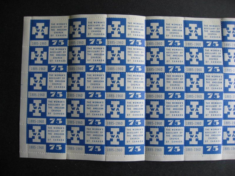 Canada label Womans Auxiliary Anglican Church full MNH sheet of 50, see pictures 