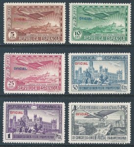 Spain #CO1-6 MH Pan American Postal Union Congress Issue Ovptd. Oficial