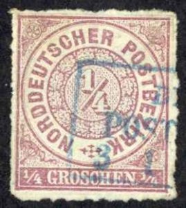 Germany North German Confederation Sc# 13a Used 1869 1/4gr red violet Numeral