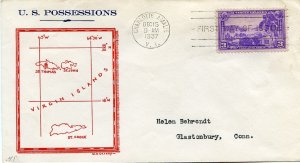 United States First Day Covers #802, 1935 3c Virgin Islands, W.M. Grandy cach...