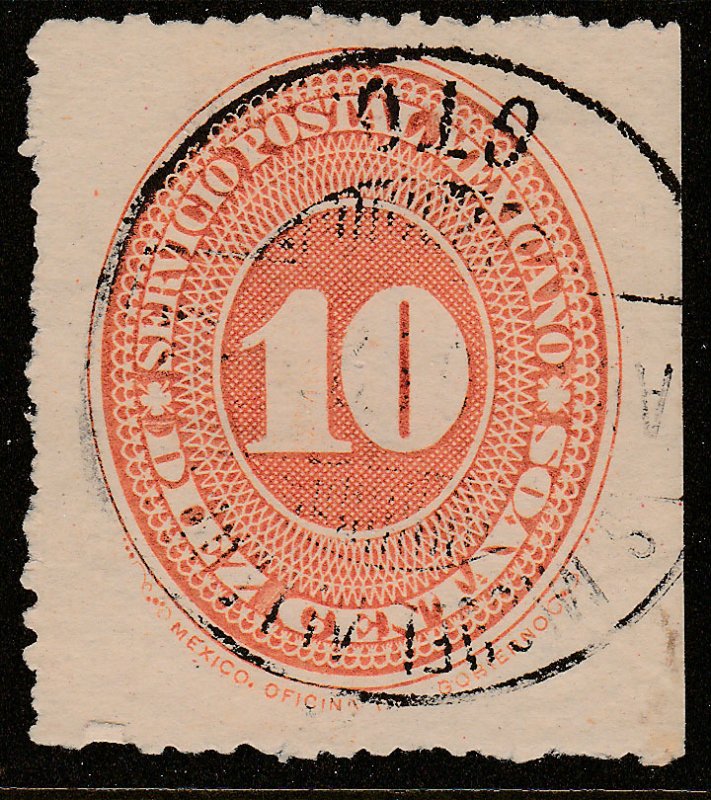 MEXICO 225 10¢ LARGE NUMERAL WATERMARKED, USED .F. (141)