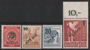 GERMANY - WEST BERLIN 1949 green Surcharge set. MNH **. SG B64-67 cat £325.