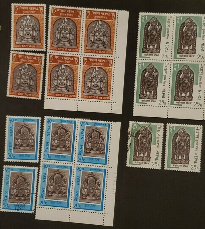 Nepal Stamps 3 Blocks Unused 6 Post Marked Used Hinged Set of Stamps ...