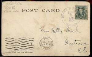 USA 1908 RIVER PORTAL Montrose Colorado DPO Marriage R5 4-Bar Cover 94307