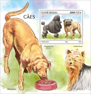 Guinea-Bissau - 2021 Black Poodle & Pug Dogs - Stamp Souvenir Sheet GB210604b3