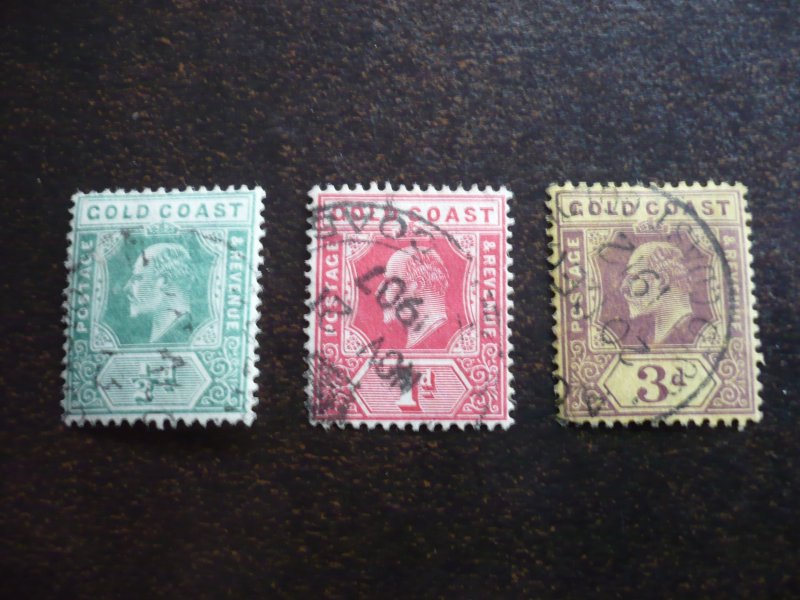 Stamps - Gold Coast - Scott# 56,57,60 - Used Part Set of 3 Stamps