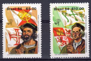 Brazil 1984 Sc#1914/1915 COLUMBUS Navigators/Flags Set (2) MNH