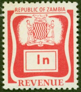 Zambia 1968 1n Red Revenue Stamp V.F MNH